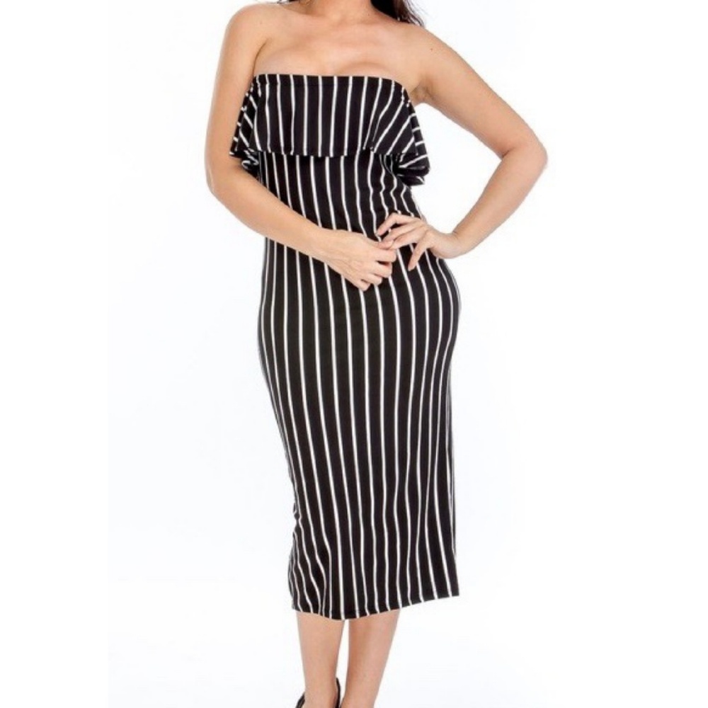 Plus size striped tube dress